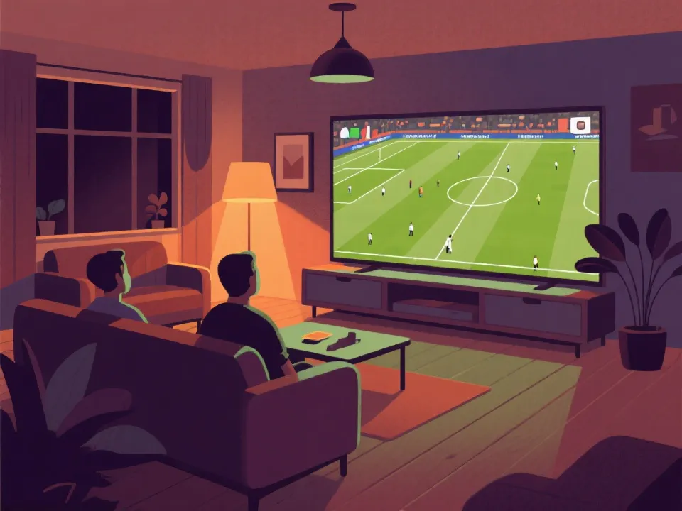观看足球比赛的客厅场景示意图